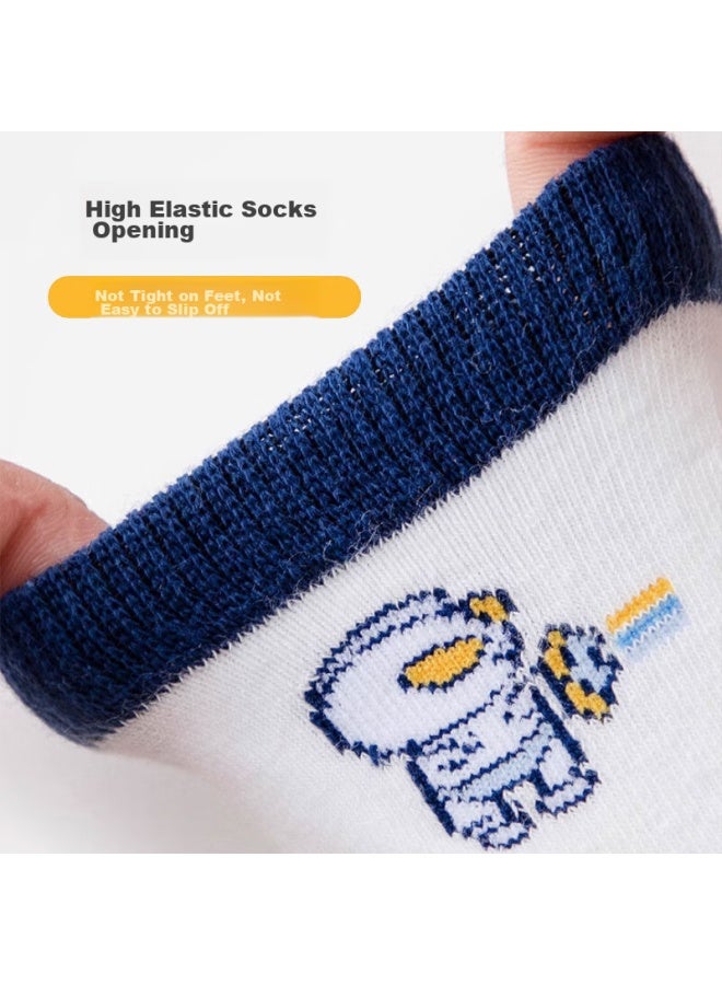 Cotton Thirteen Mianshisan Children's Socks For Boys, 100% Pure Cotton, Cute Cartoon Design, Mid-calf Socks For Older Boys, Spring And Autumn Season - Image 5