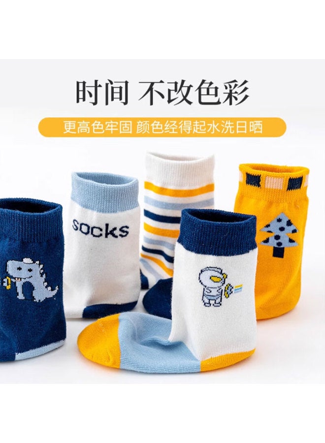 Cotton Thirteen Mianshisan Children's Socks For Boys, 100% Pure Cotton, Cute Cartoon Design, Mid-calf Socks For Older Boys, Spring And Autumn Season - Image 3