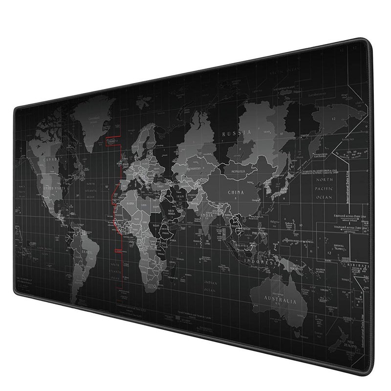 Benvo Extended Mouse Pad Large Gaming Mouse Pad- 35.4x15.7x0.12 inch Computer Keyboard Mouse Mat Non-Slip Mousepad Rubber Base and Stitched Edges for Game Players, Office, Study World Map Design - Image 1