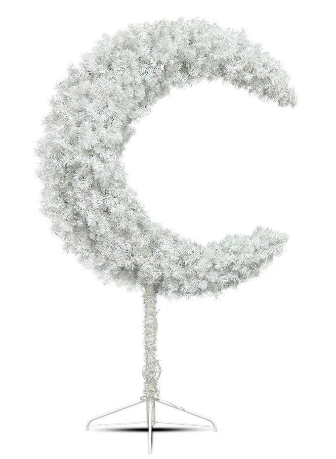 Ramadan Crescent Moon Tree Decor - 180CM PVC Artificial Decorative Tree for Eid al-Fitr, Islamic Home & Garden Decor (White)