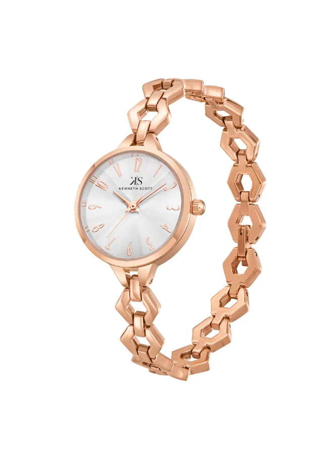 كينيث سكوت Kenneth Scott Women's PC21 Movement Watch, Analog Display and Stainless steel Strap - K23508-RBKS, Rose Gold