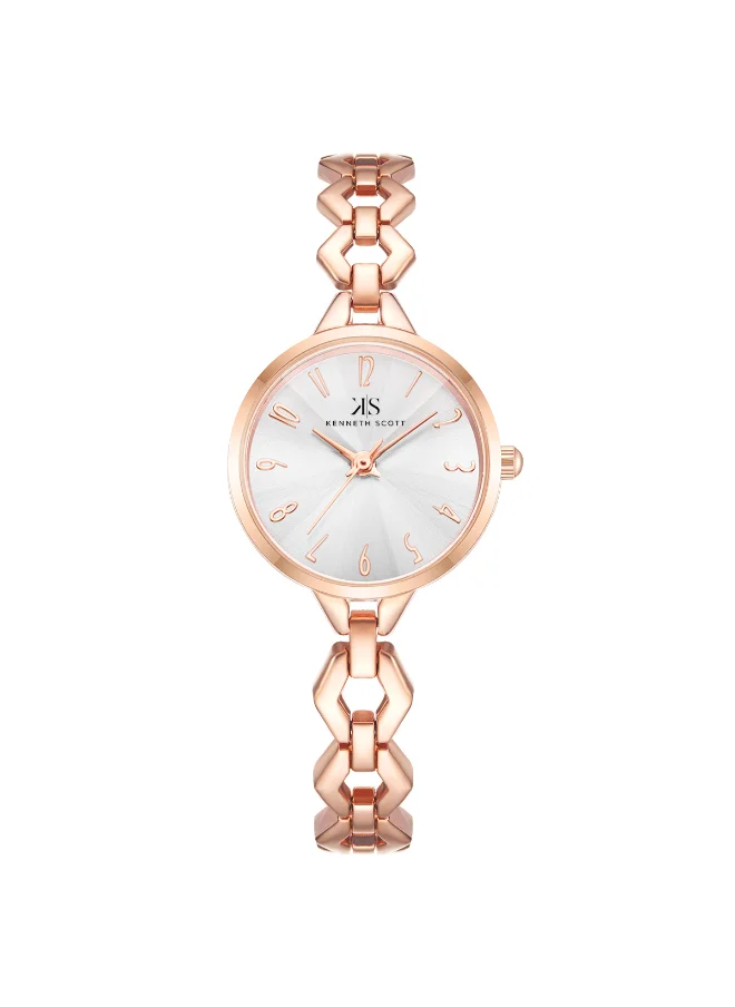 KENNETH SCOTT Kenneth Scott Women's PC21 Movement Watch, Analog Display and Stainless steel Strap - K23508-RBKS, Rose Gold