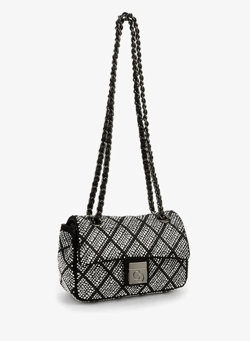 Celeste BLACK Embellished Crossbody Bag with Chain Strap for Women | Best Price UAE