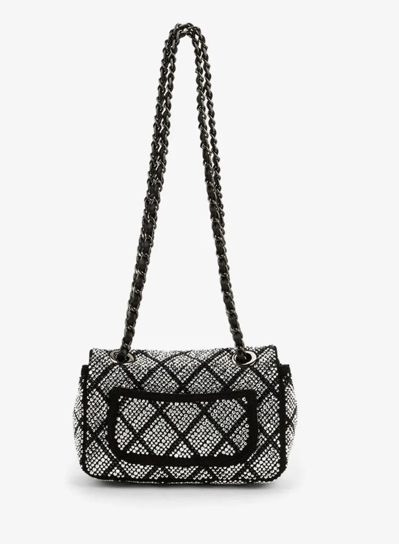 Celeste BLACK Embellished Crossbody Bag with Chain Strap for Women | Best Price UAE