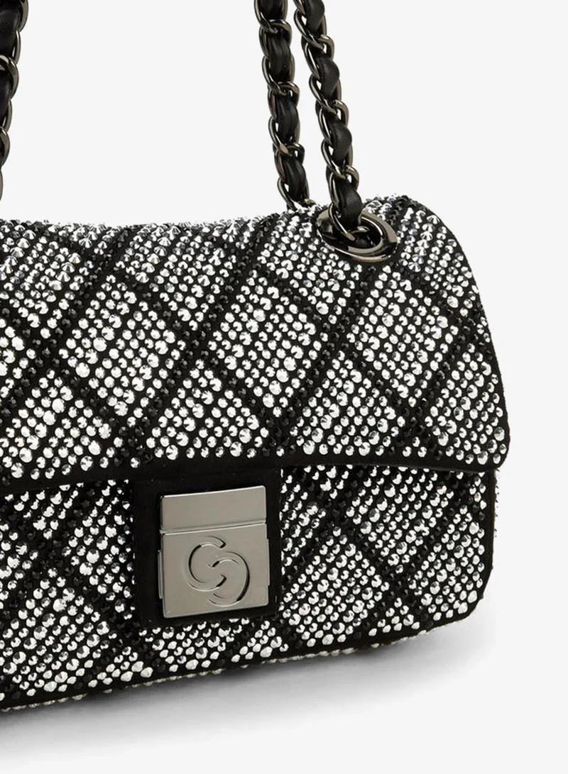 Celeste BLACK Embellished Crossbody Bag with Chain Strap for Women | Best Price UAE