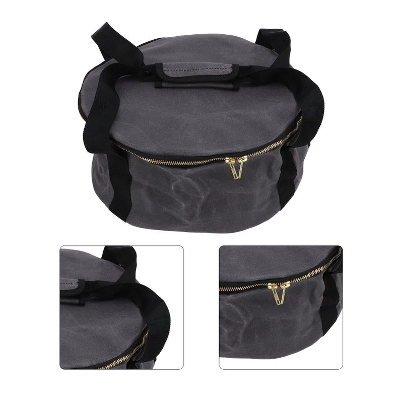 Camping Cookware Organizer Storage Bag Frying Pan Holder Canvas Dark Grey - Image 4