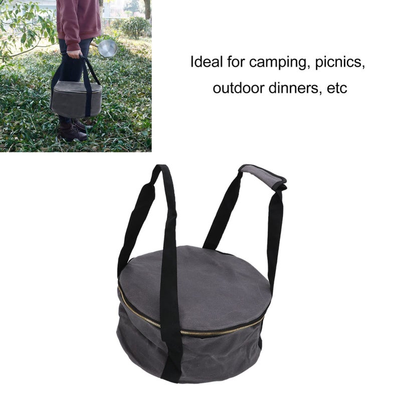 Camping Cookware Organizer Storage Bag Frying Pan Holder Canvas Dark Grey - Image 5