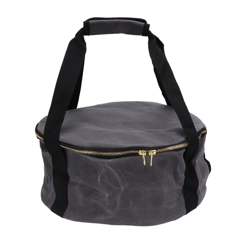 Camping Cookware Organizer Storage Bag Frying Pan Holder Canvas Dark Grey - Image 2