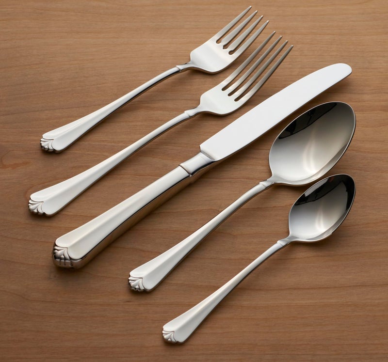 Oneida Golden Juilliard 5 Piece Fine Flatware Set, 18/10 Stainless, Service for 1,Silver - Image 2