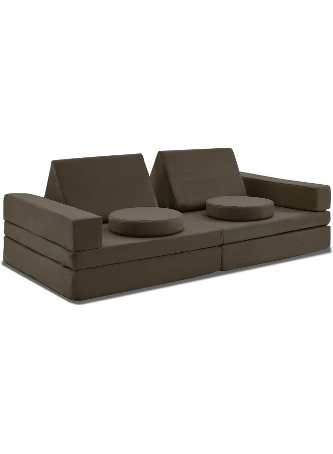 Poppins Home Poppins HOME Furniture Kids Couch Play Couch 10pcs Sofa Set (Suede Charcoal)  - Image 2