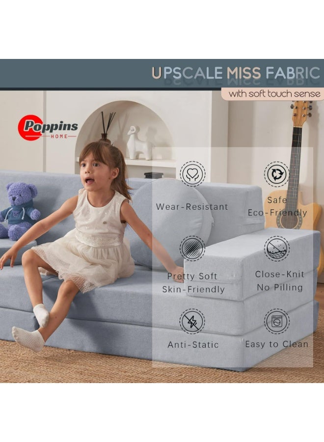 Poppins Home أريكة الأطفال من بوبينز هوم - مجموعة أريكة 10 قطع (مخمل رمادي داكن) - Image 3