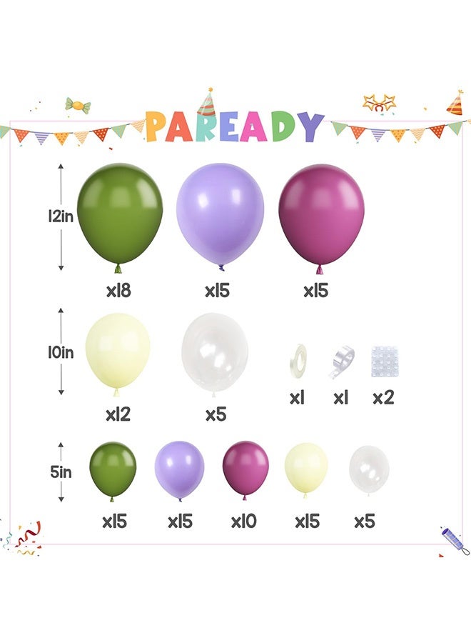 Peachjoy Paready Green Pink Balloons Garland Arch Kit, 125Pcs Retro Peach Pink Green Balloons Arch, Macaron Purple Yellow Balloon for Flower Theme Wedding Bridal Shower Birthday Baby Shower Party Decoration - Image 5