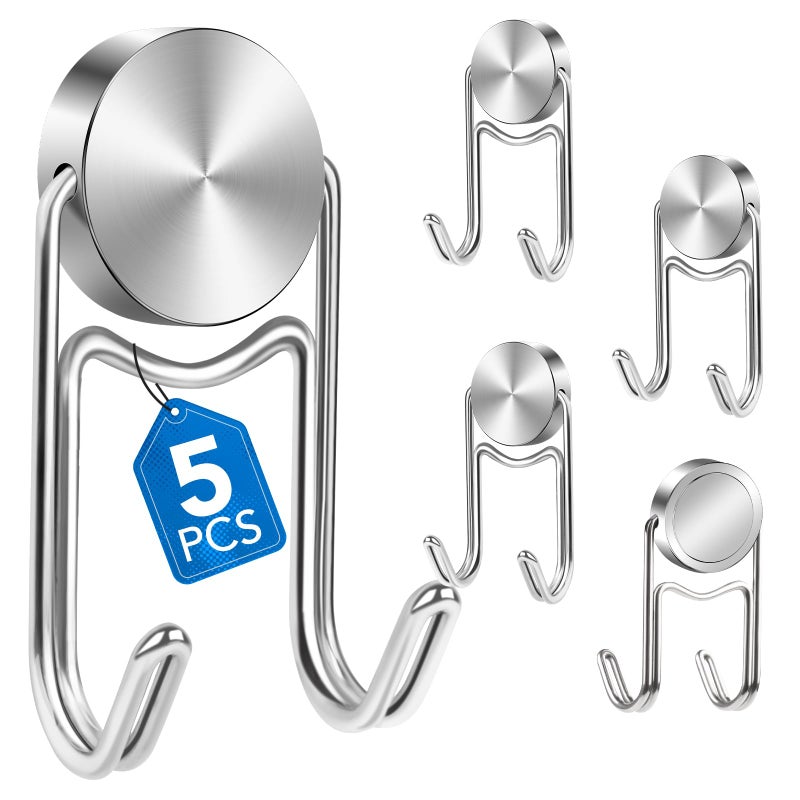 LOVIMAG Magnetic Hooks 50lbs 2026 Cruise Cabin Ship Essentials Magnet Hook Heavy Duty Strong Magnets Refrigerator Fridge Hanging for Classroom Beach Vacation Kitchen Home Must Haves 5 Pcs Silver - Image 2