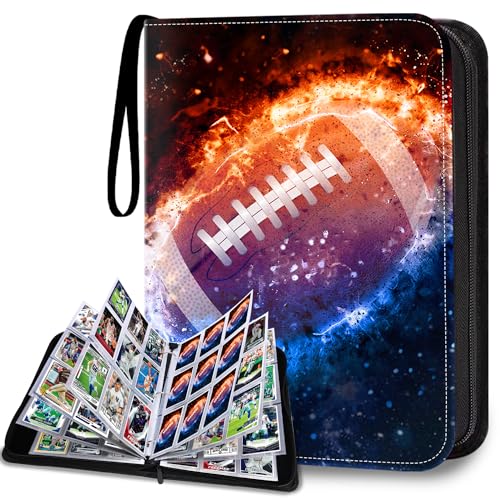 HESPLUS 900 Pockets Football Card Binder Football Trading Cards Display Case with Football Card Sleeves Card Holder Protectors Set for Football Cards Sports Cards Game Cards Collector Album - Image 1