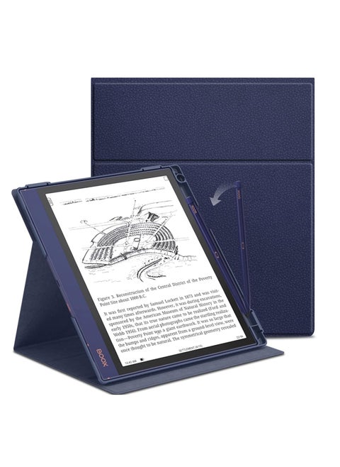 Book Folio Case for Boox Note Air 2/Air 2 Plus Tablet 10.3" (2021 Released),Lightweight Smart Case with Pencil Holder- Navy Blue