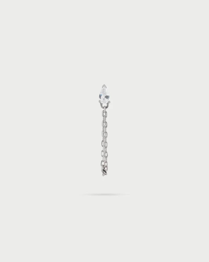 Rue Des Mill Drop chain single earring - Rhodium