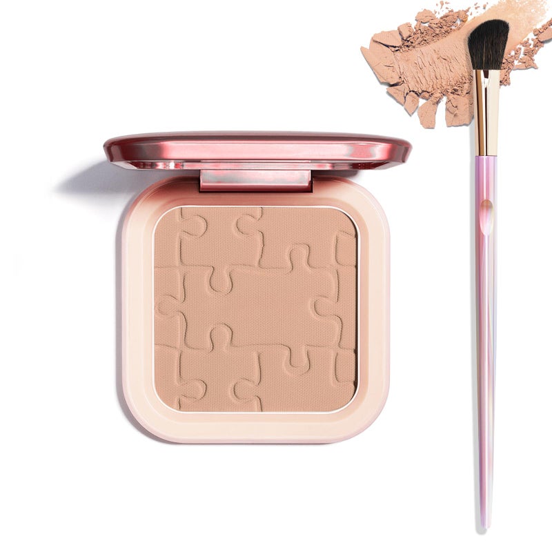 LSxia Cream Contour Powder Palette Kit with Brush & Mirror, Matte Bronzer Cool Toned Contour Powder Palette for Face Sculpting Makeup (#C02 Soft Brown) - Image 1