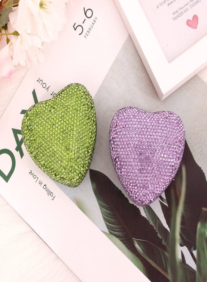 Naimo Bling Rhinestone Heart Shaped Ring Box Velvet Holder Earrings Coin Storage Case Organizer LED Light Jewelry Box for Proposal Engagement Wedding Valentines - Image 4