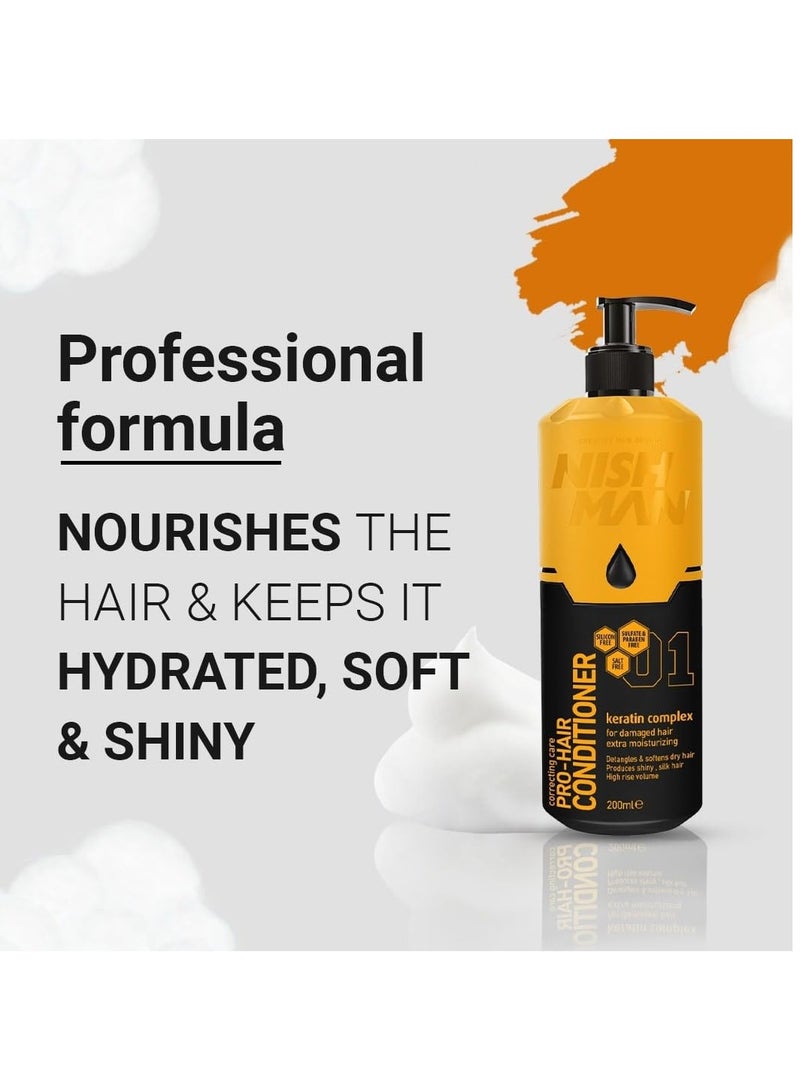 Nishman Pro Hair Sulphate Paraben Free Shampoo 200ml Conditioner 200ml For Normal to Damaged Colored Chemical Treated Weekend Hair - Image 4
