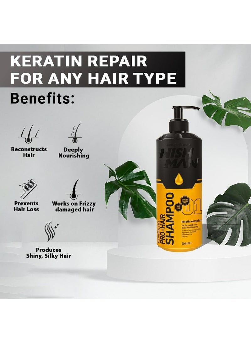 Nishman Pro Hair Sulphate Paraben Free Shampoo 200ml Conditioner 200ml For Normal to Damaged Colored Chemical Treated Weekend Hair - Image 3