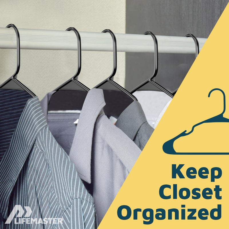 Lifemaster Plastic Clothes Hanger Set - 120 Pieces Versatile, Lightweight, Space-Saving, Non-Slip, Slim Designed, Dry and Wet Clothes Hanger Set - Black - Image 5