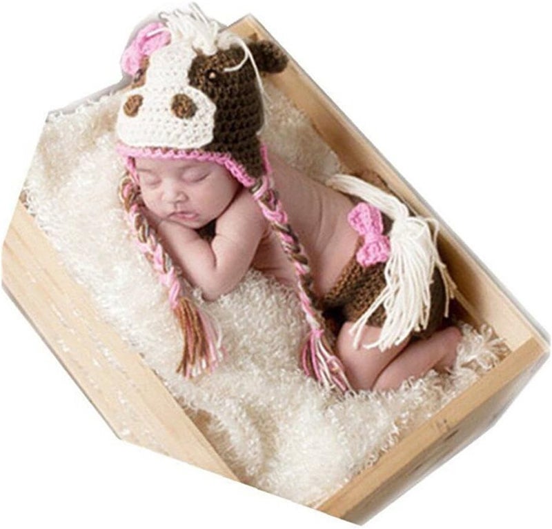 Vedory Newborn Baby Photography Props Boy Girls Photo Shoot Props Outfits Crochet Knitted Costume Unisex Cute Infant Hat Pants - Image 2