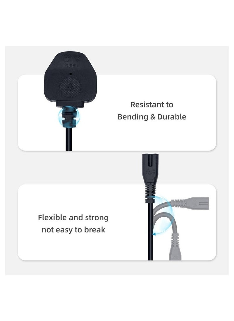 UK Power Cord (IEC320C7 to BS 1363) C7 Figure 8 Power Cord, PS4 Power Cord, Kettle Cord/1.5m Power Cord Compatible with Samsung LG Philips Toshiba TV/Printer/PS4/PS3/PS5