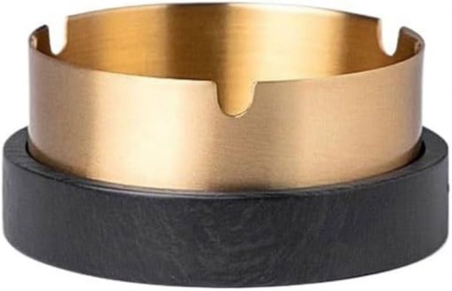 Ash Holder Brass Ashtray Portable with Lid Bottom Bracket Ink Slab Stone for Home Office Garden - Image 1