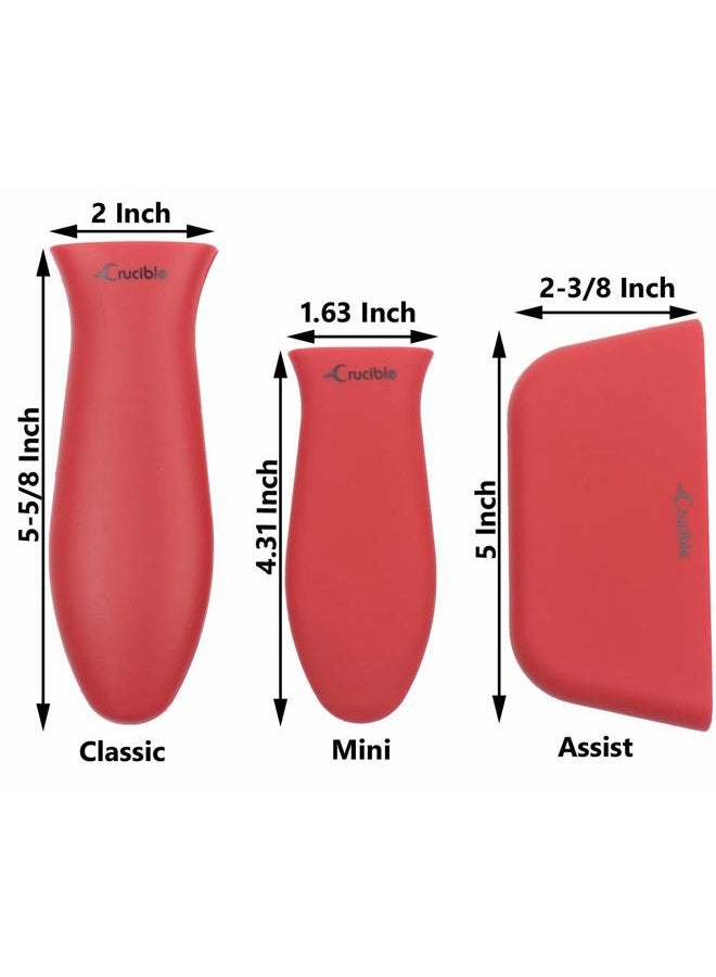 Crucible Cookware Silicone Hot Handle Holder, Set of 7, 7-Pack Mix, Red - Image 4