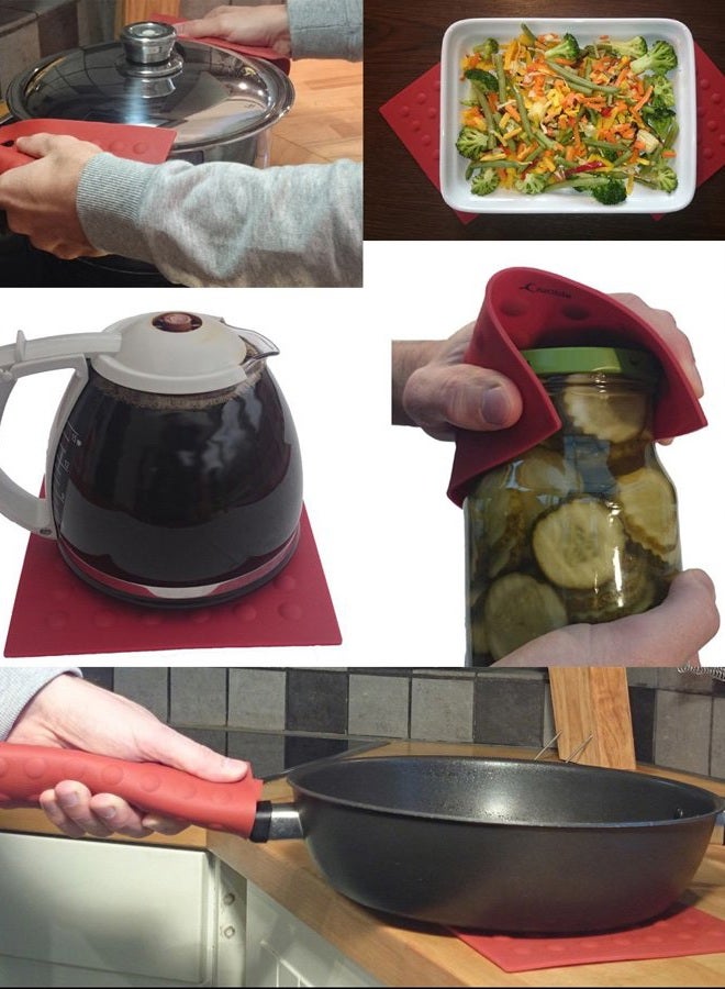 Crucible Cookware Silicone Hot Handle Holder, Set of 7, 7-Pack Mix, Red - Image 5