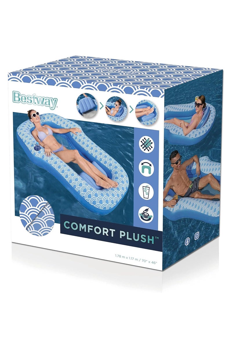 Bestway Bestway Comfort Plush Lounge 178x117cm | Inflatable Ride-on | Pool Float | Summer Water Toy | Pool & Beach Toy - Image 1