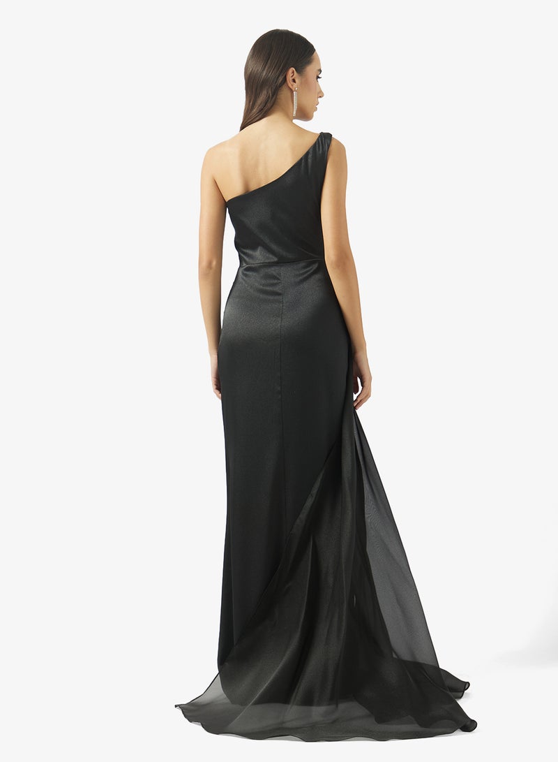 Namshi x One Shoulder 3D Floral Organza Detail Dress - Image 2