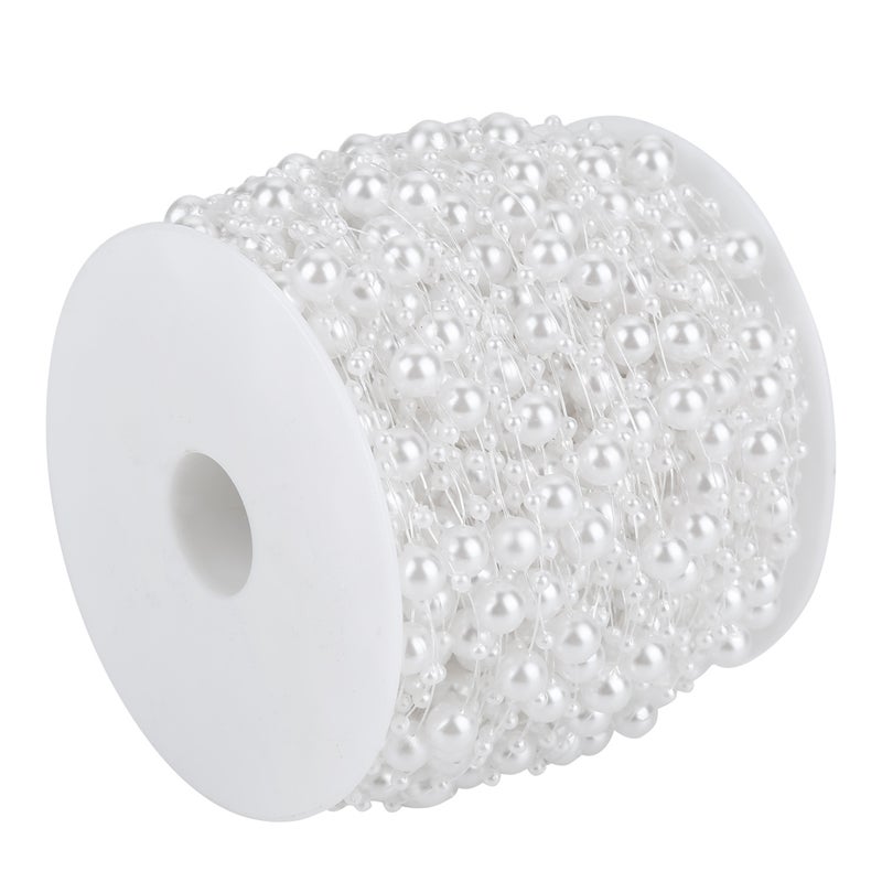 60m/roll Grinding Pearl Wire Beads Garland String DIY Wedding Decoration 3mm+8mm(white) - Image 4