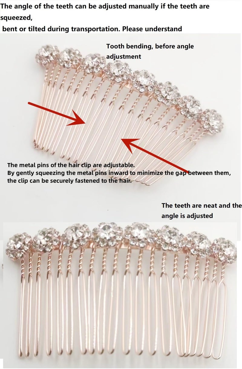 LETSP LetshoppingÂ® High-grade Alloy Diamond Tiara Comb Hair Accessories Hair Fork(2pc) Rose gold - Image 5