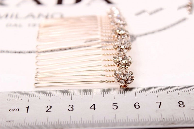 LETSP LetshoppingÂ® High-grade Alloy Diamond Tiara Comb Hair Accessories Hair Fork(2pc) Rose gold - Image 3