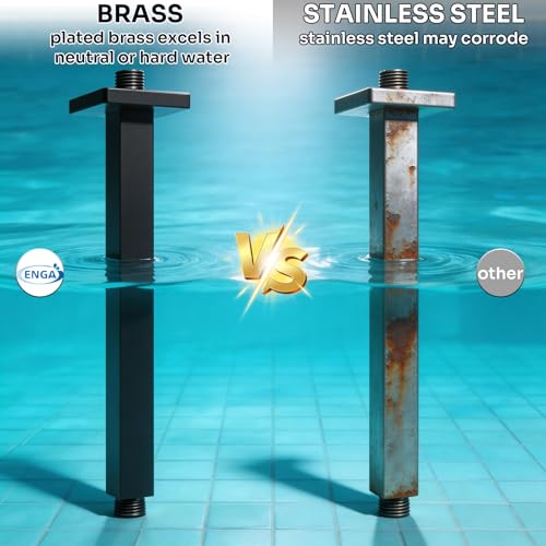 Enga Brass 12-Inch Ceiling Mount Shower Arm (Black) - Image 2