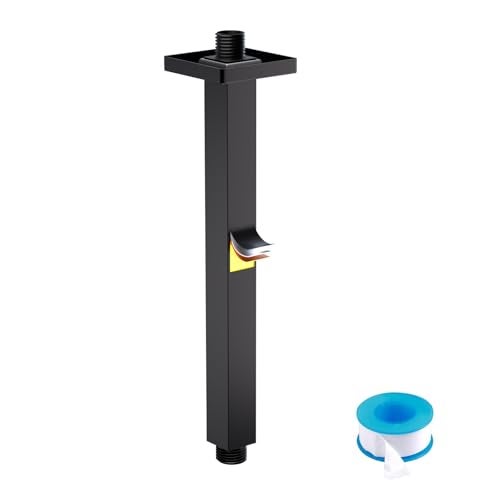 Enga Brass 12-Inch Ceiling Mount Shower Arm (Black) - Image 1