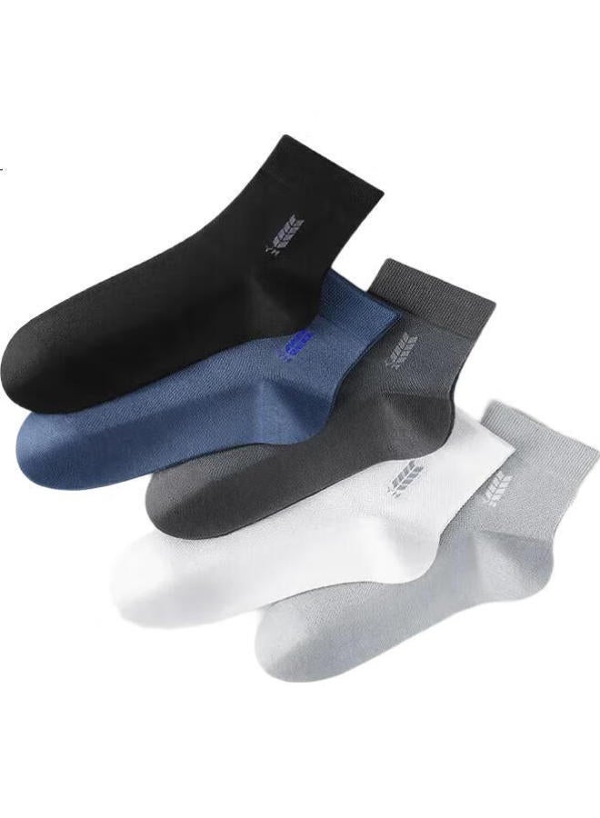 Yimian Men'S Socks【100% Pure Cotton Antibacterial And Odor-Resistant】Mid-Calf Socks Summer Thin Mesh Breathable Business Long Tube 6 Pairs - Image 1