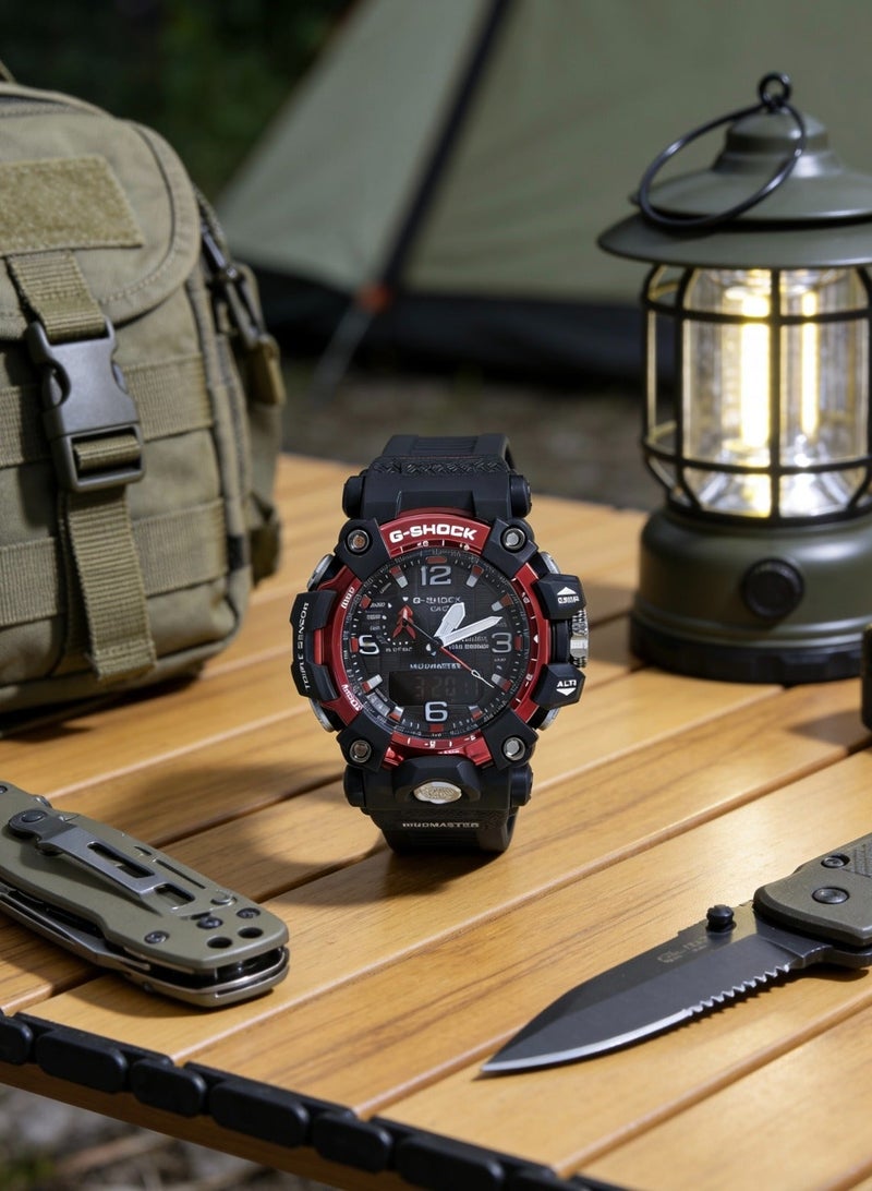 كاسيو CASIO MASTER OF G-LAND سلسلة 200 متر مقاوم للماء الحركة الكوارتز الشمسية حزام الراتنج ساعة للرجال لوحة حمراء - Image 4