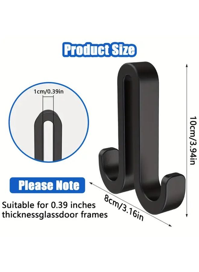 2pcs Black Heavy Duty Silicone Shower Door Hooks No Drill Bathroom Organizer - Image 4