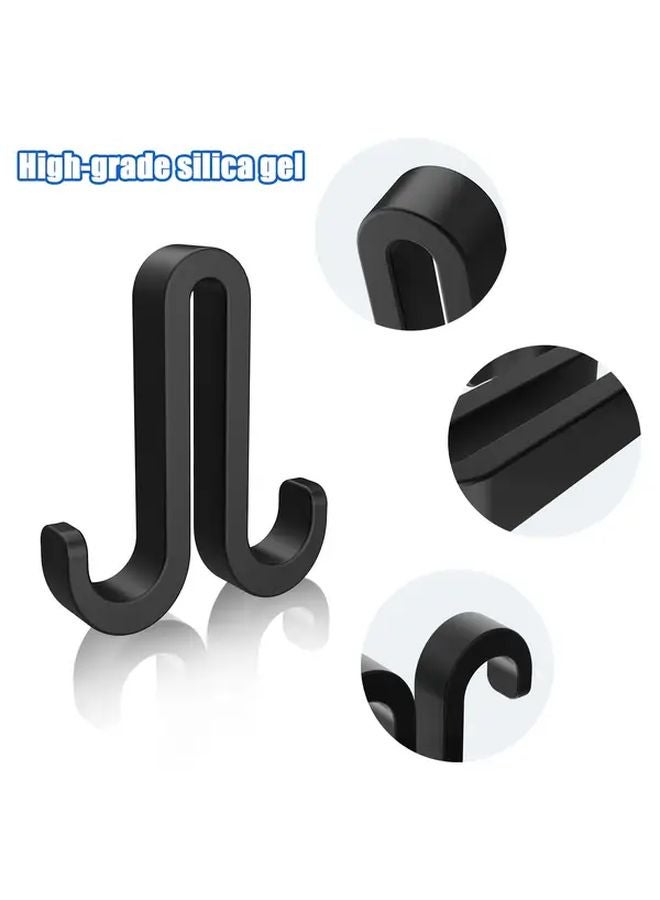 2pcs Black Heavy Duty Silicone Shower Door Hooks No Drill Bathroom Organizer - Image 2