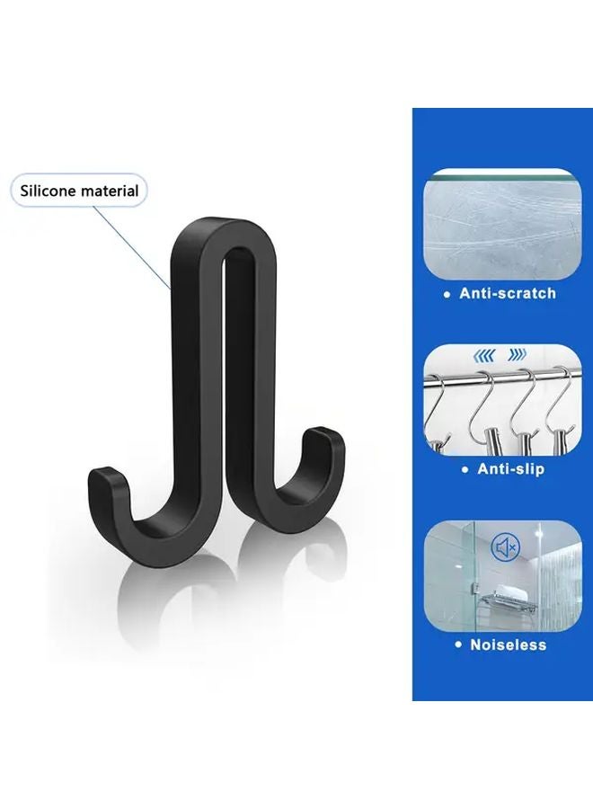 2pcs Black Heavy Duty Silicone Shower Door Hooks No Drill Bathroom Organizer - Image 5