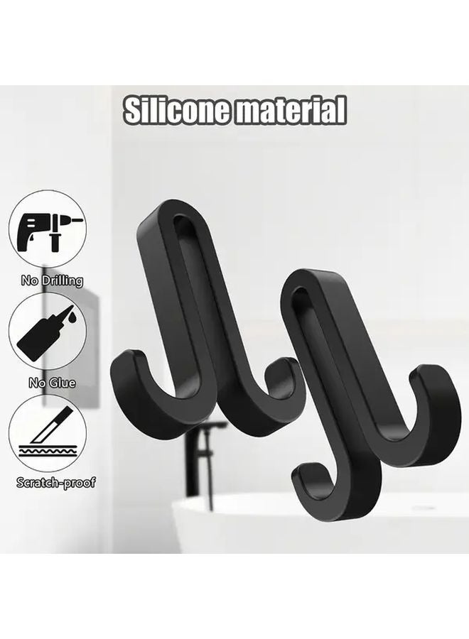 2pcs Black Heavy Duty Silicone Shower Door Hooks No Drill Bathroom Organizer - Image 1