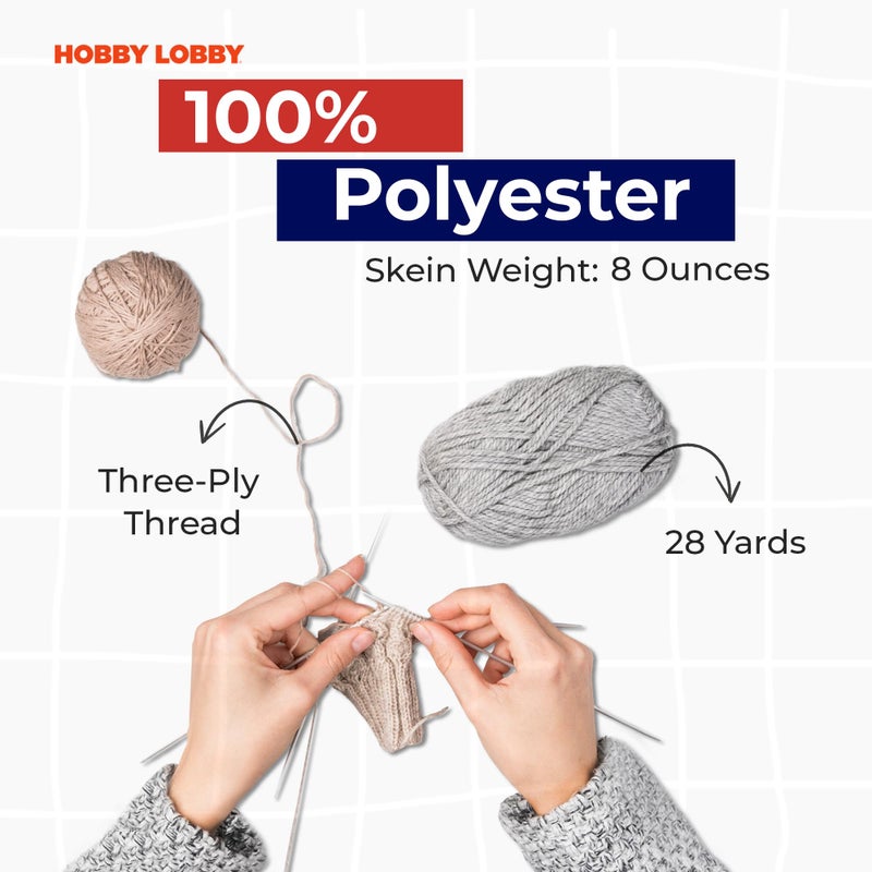 Hobby Lobby (RED) Jumbo Yarn for Crocheting & Knitting â€“ Soft Yarn Skein â€“ 28 Yards of 100% Polyester Yarn for Crocheting Blankets, Hats, & More â€“ DIY Handcrafting Accessories - Image 3