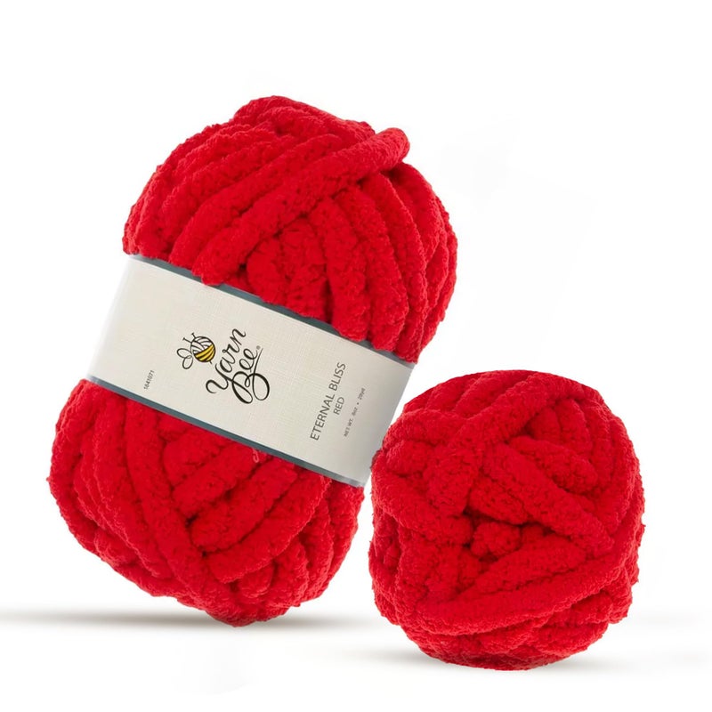 Hobby Lobby (RED) Jumbo Yarn for Crocheting & Knitting â€“ Soft Yarn Skein â€“ 28 Yards of 100% Polyester Yarn for Crocheting Blankets, Hats, & More â€“ DIY Handcrafting Accessories - Image 1