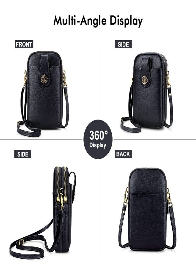 Peacocktion Small Crossbody Bags for Women Travel Vegan Leather Cell Phone Purses Trendy Wallet with Zipper Gifts Black - Image 5