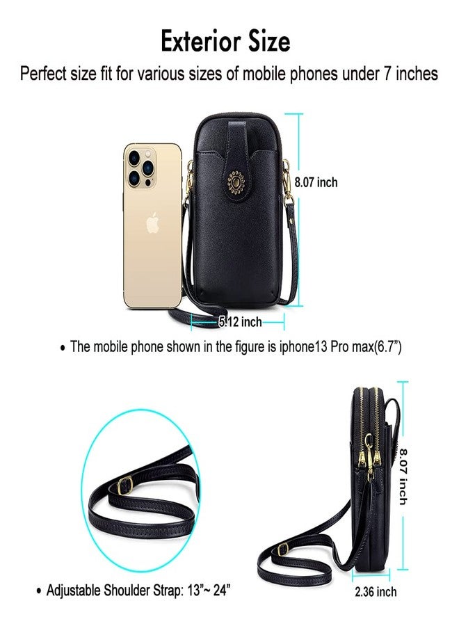 Peacocktion Small Crossbody Bags for Women Travel Vegan Leather Cell Phone Purses Trendy Wallet with Zipper Gifts Black - Image 4