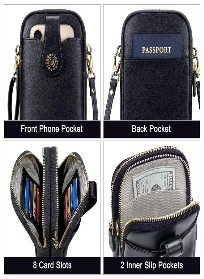 Peacocktion Small Crossbody Bags for Women Travel Vegan Leather Cell Phone Purses Trendy Wallet with Zipper Gifts Black - Image 3