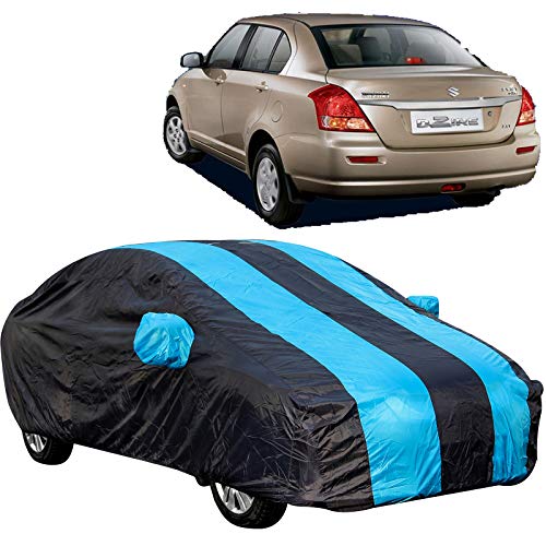 The Autostory 190 Taffeta Water Resistant Car Body Cover Compatible with Maruti Swift Dzire (2005 to 2010) with Mirror Pockets (Teak/Navy Blue) - Image 1