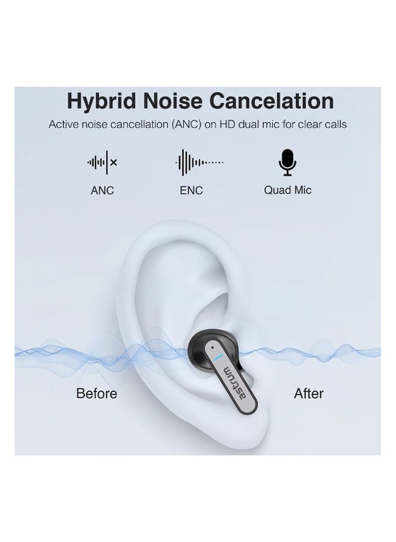 Astrum - True Wireless Bluetooth Active Noise Cancellation Touch Control Earbuds Auto Pair Up To 35 Hours Playtime Sweat Water and Dust Resistance Works with Google Assistant and Smart Siri - Image 1